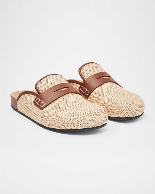 Bicolor Penny Loafer Mules